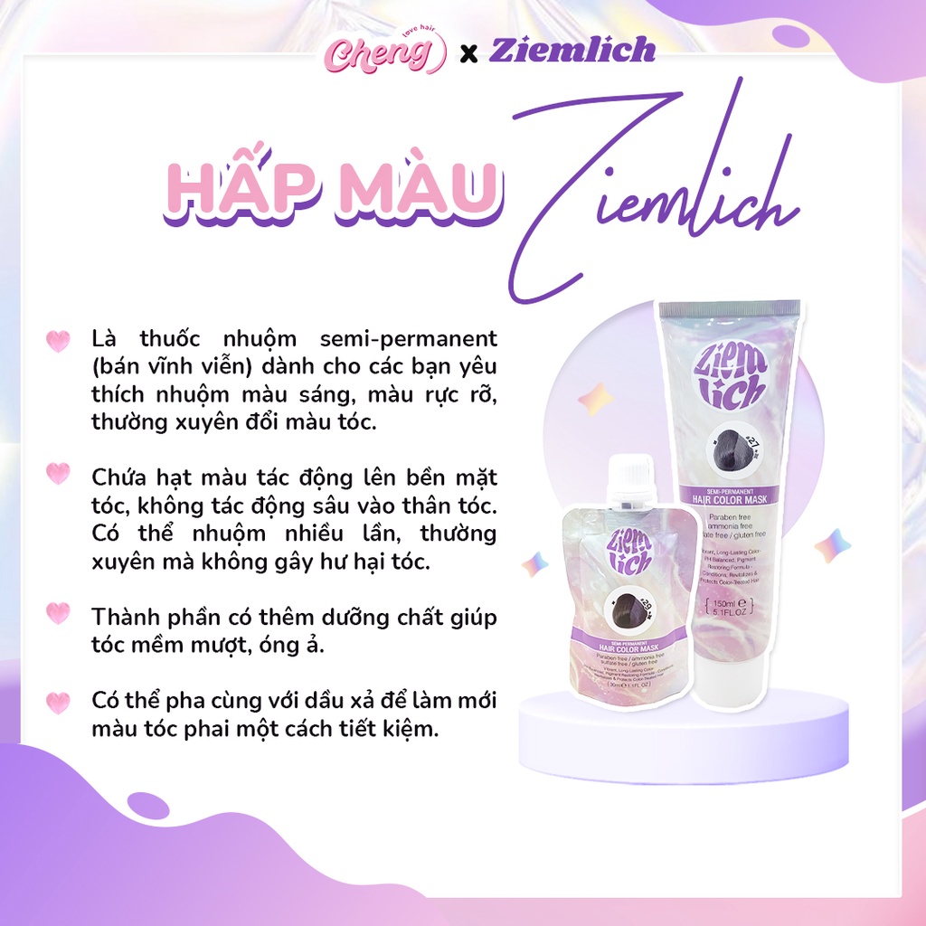 Thuốc Nhuộm Hấp Màu Phục Hồi Ziemlich - Thuốc Nhuộm Tóc Semi-permanent Cho Tóc Tẩy | Chenglovehair, Chenglovehairs