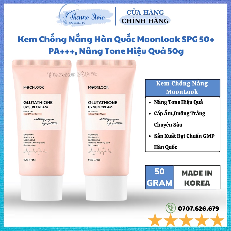 Kem Chống Nắng Hàn Quốc Moonlook SPG 50+ PA+++, Nâng Tone, Bảo Vệ Da An Toàn Và Hiệu Quả 50g
