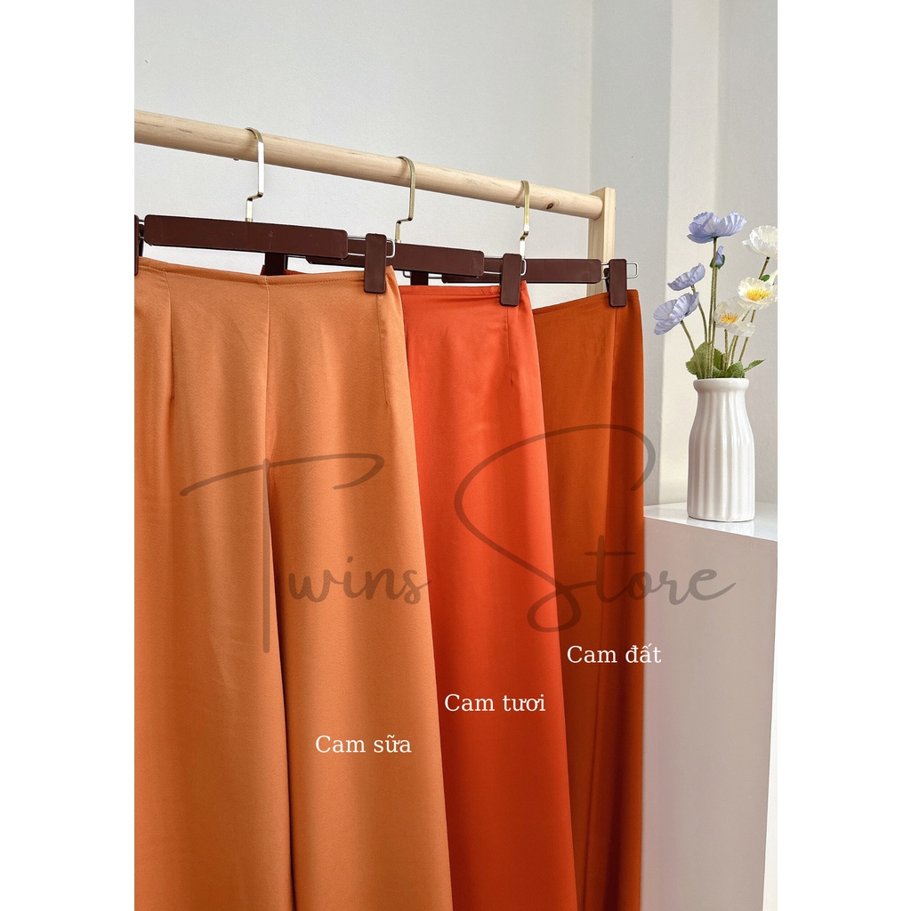 Quần lụa, quần ống suông TWINS STORE nửa sau cạp chun, mặc cùng áo dài