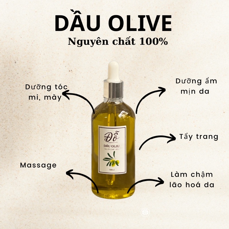 100ml dầu oliu làm đẹp nguyên chất 100%, giảm rạn da và dưỡng ẩm môi, dài mi, tóc, lông mày, tinh dầu massage