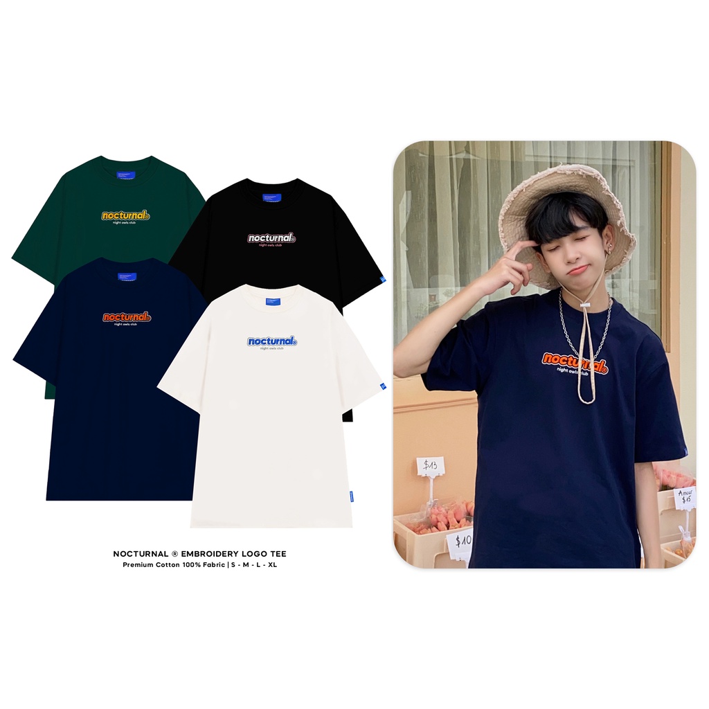 Áo Thun Thêu NOCTURNAL Logo Tee V1.0 Cotton 100% Unisex Form Rộng Tay Lỡ Oversize Local Brand