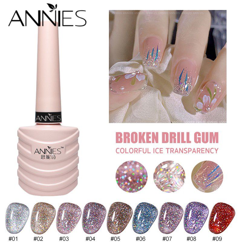 Gel sơn móng tay ANNIES ánh nhũ lấp lánh trong suốt sấy khô bằng đèn thời trang