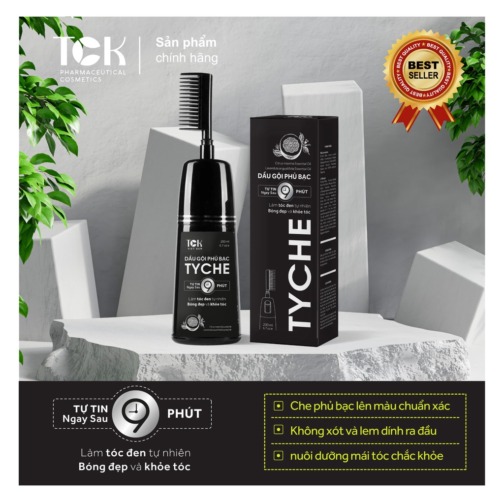 Dầu Gội Phủ Bạc Tyche Chính Hãng Việt Nam, Thành Phần Tự Nhiên Giúp Đen Tóc, Từ Lần Gội Đầu Tiên. - Ảnh 2
