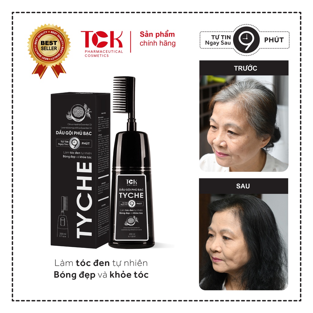 Dầu Gội Phủ Bạc Tyche Chính Hãng Việt Nam, Thành Phần Tự Nhiên Giúp Đen Tóc, Từ Lần Gội Đầu Tiên. - Ảnh 4