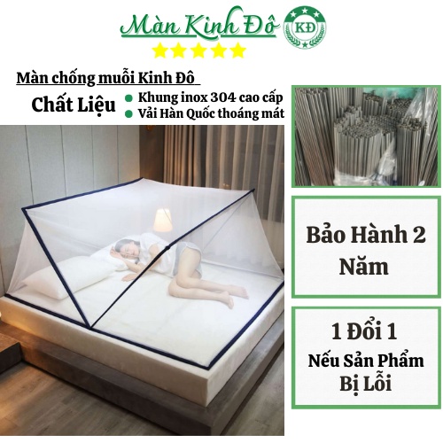Màn chụp chống muỗi tự bung gấp gọn mùng tuyn ngủ đình vuông cho bé KINH ĐÔ rộng 1m 1m2 1m4 1m5 1m6 1m8 dài2m khung inox
