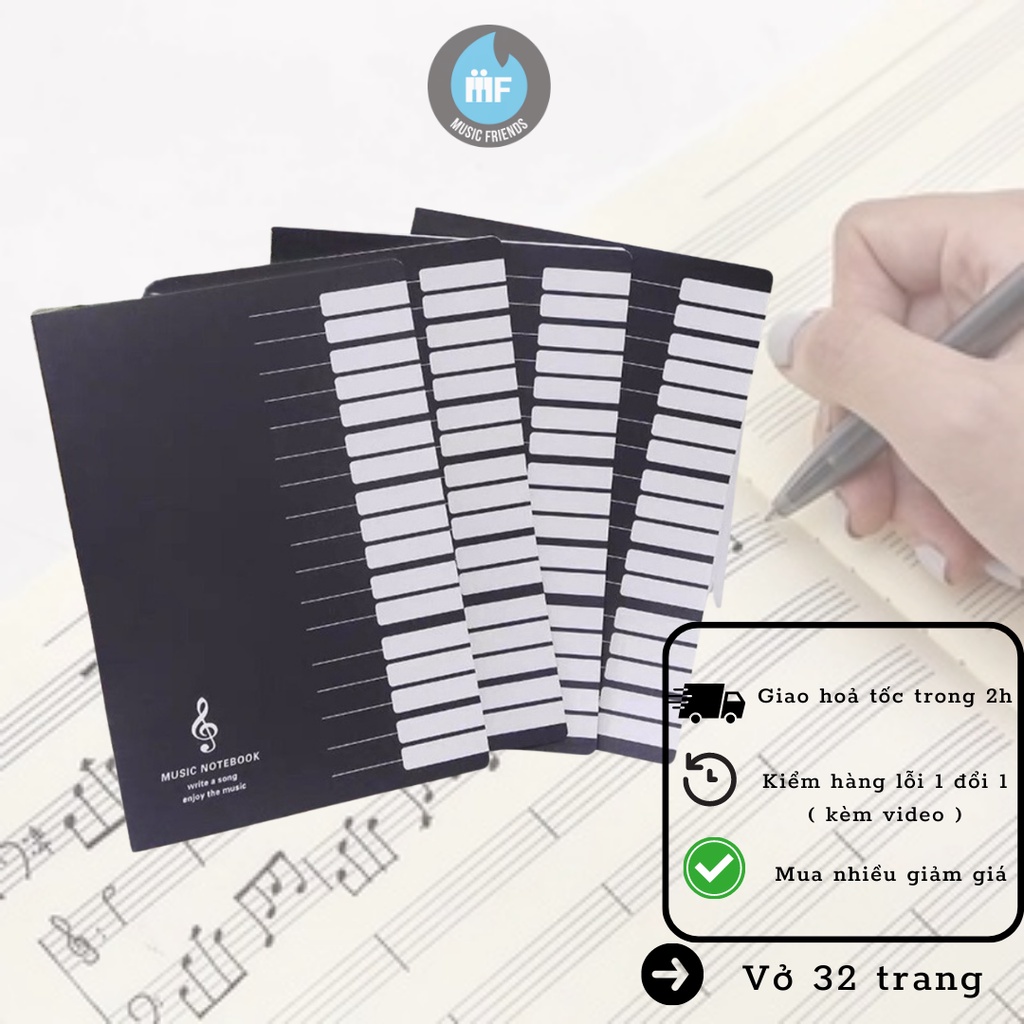 Vở Chép Nhạc in hình phím đàn - Giấy mịn không nhòe mực - Dòng kẻ rõ ràng chất lượng