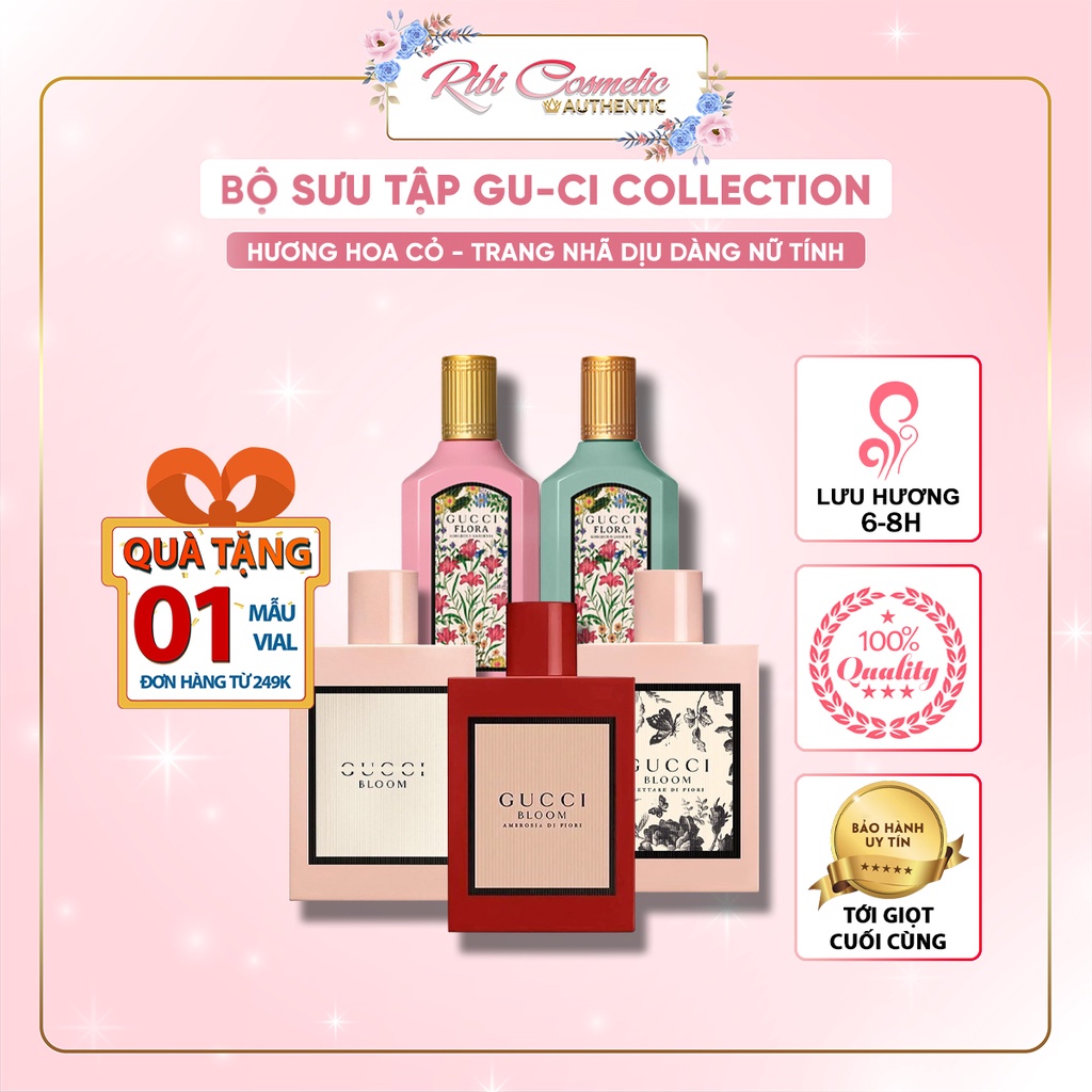 Nước Hoa Nữ Gucci Bloom Hồng Đỏ Tím, Gu-ci Flora Gorgeous Gardenia 2026 Vườn Hoa Thơm Ngát Ribicosmetics