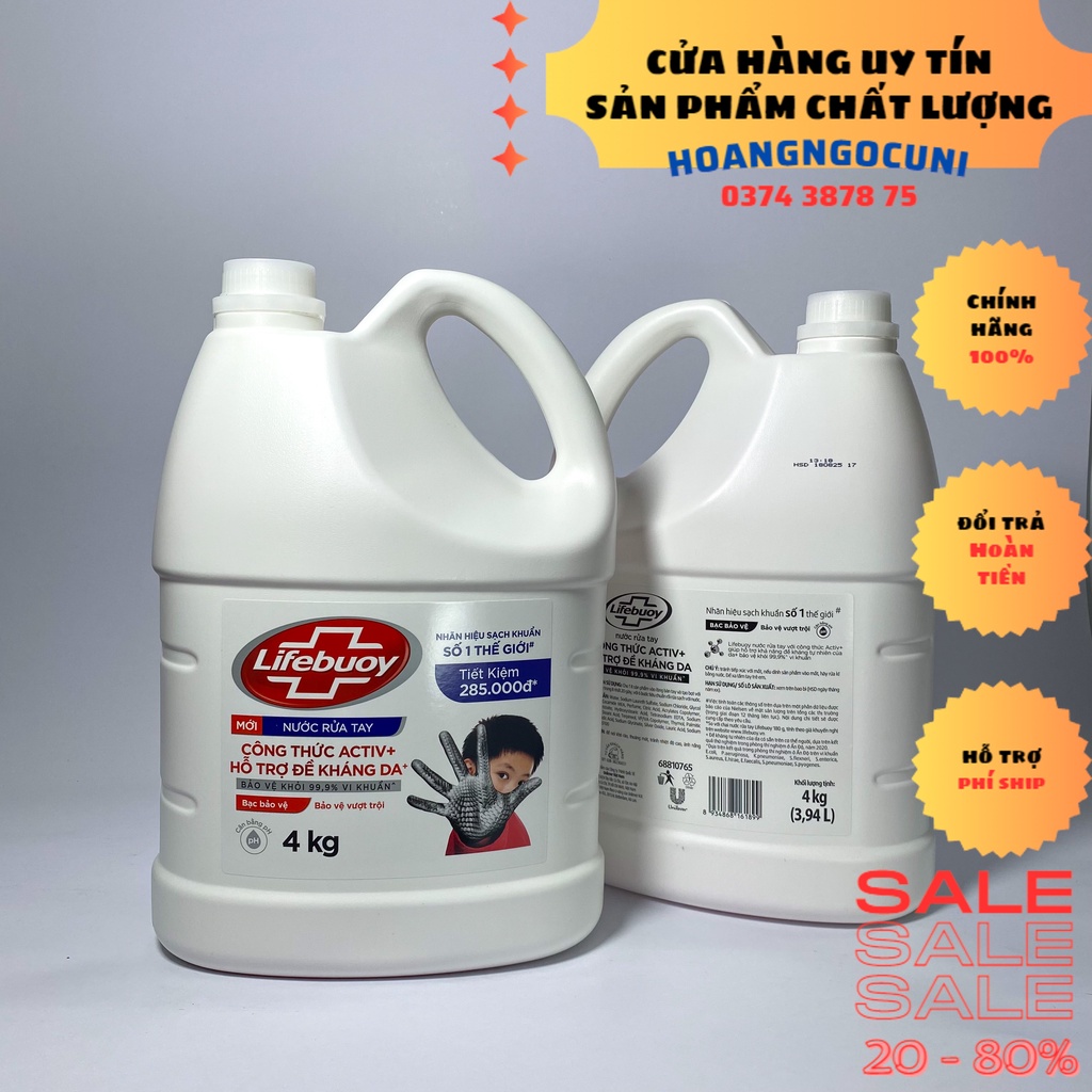 Nước rửa tay lifebuoy can 4kg diệt khuẩn bảo vệ vượt trội diệt 99% big size 3.8L