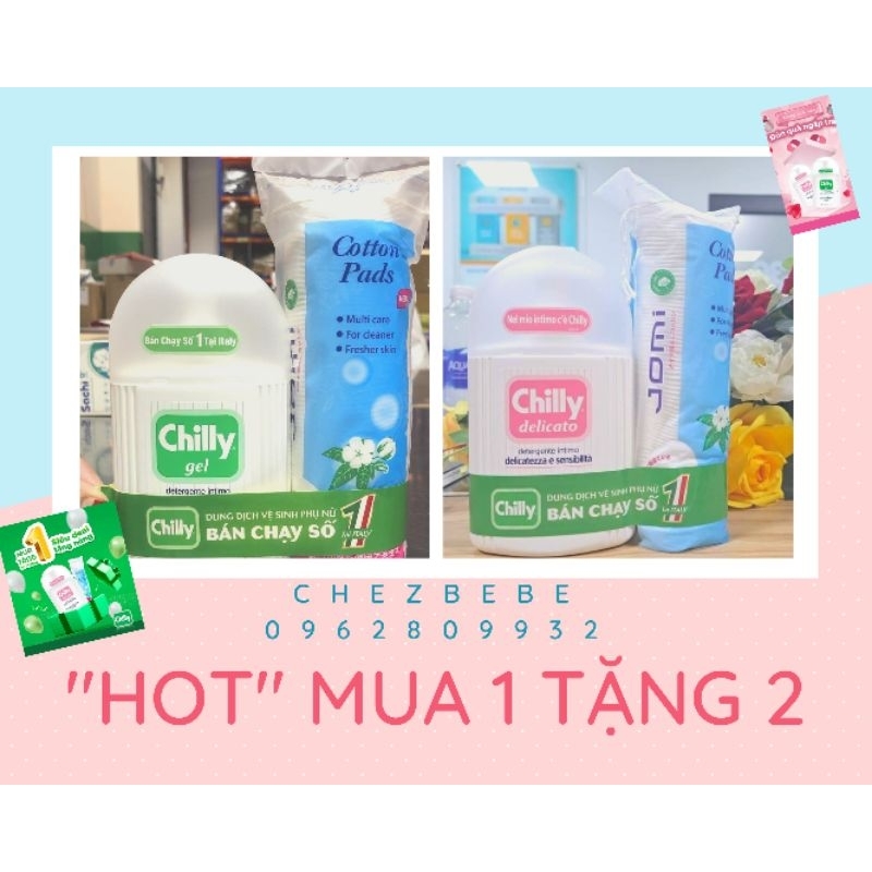 TẶNG BÔNG TẨY TRANG jomi Chilly - Dung dịch vệ sinh Phụ Nữ 200ml số 1 tại Ý Gel - xanh, Delicato - hồng, xanh dương