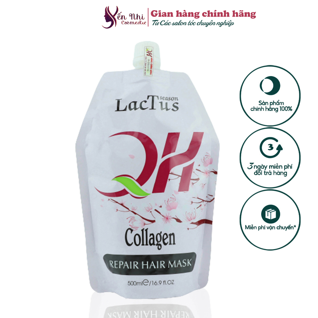 Kem ủ tóc Lactus season giảm gãy rụng phục hồi hư tổn chống xơ rối và tăng cường độ ẩm hấp tóc qh lactus season 500ml