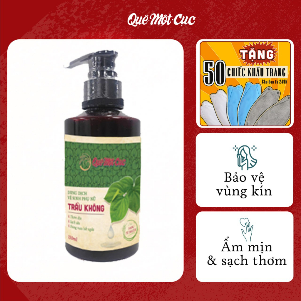 Dung dịch vệ sinh phụ nữ trầu không mát dịu, dễ chịu QUÊ MỘT CỤC 150ml handmade