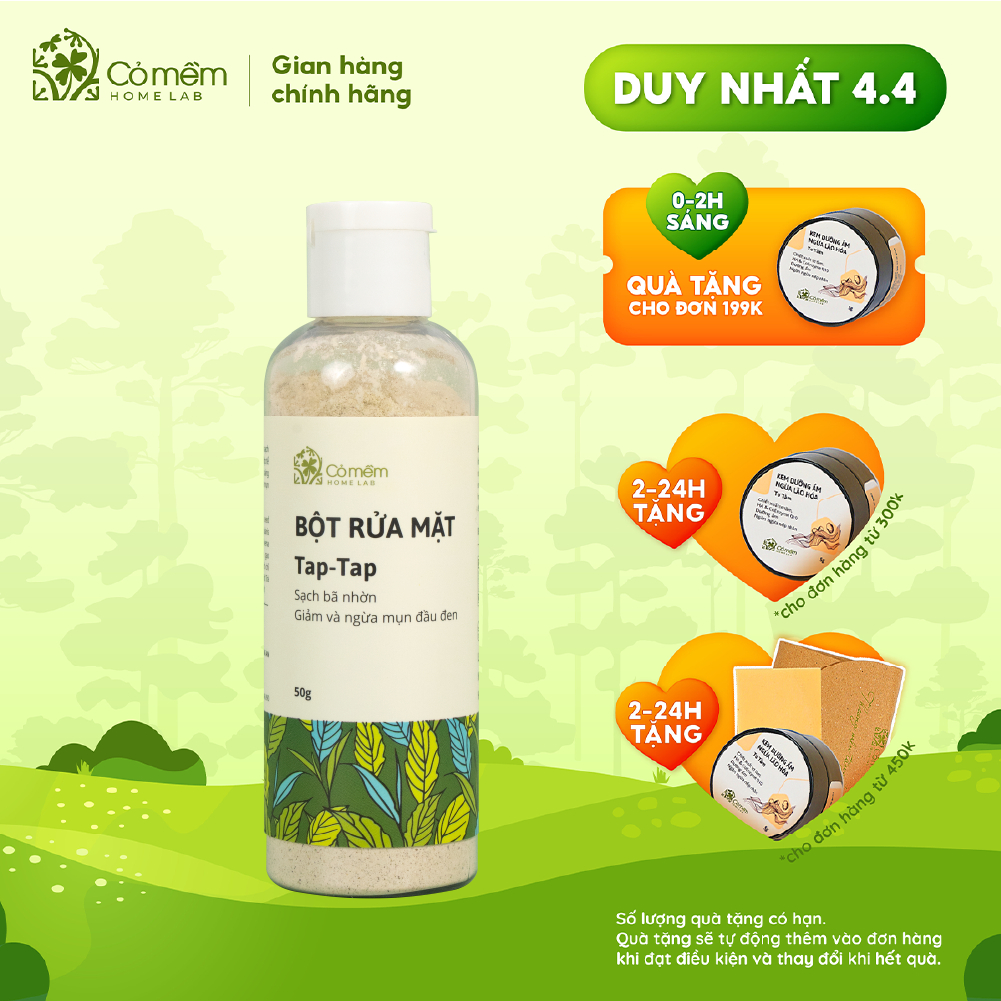 Bột Rửa Mặt Taptap Giảm Mụn Ẩn Mụn Đầu Đen Cỏ Mềm 50g