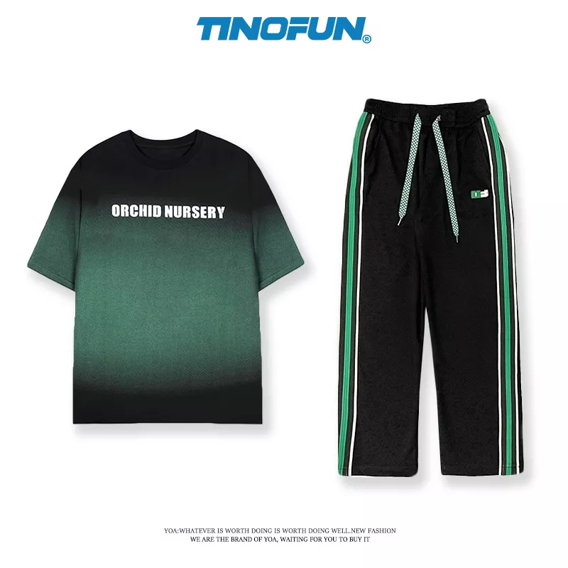 Set bộ quần áo năng động cao cấp KCH T TINOFUN, phù hợp cả nam và nữ, thiết kế theo phong cách Hàn Quốc cho mùa hè.
