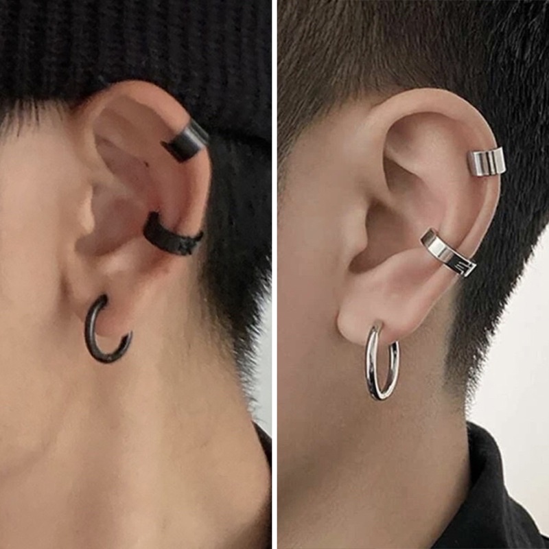 Set 3 Khuyên bông tai Kẹp nam nữ Thép Y Tế Không Gỉ - Khuyên tai Titan không cần xỏ lỗ