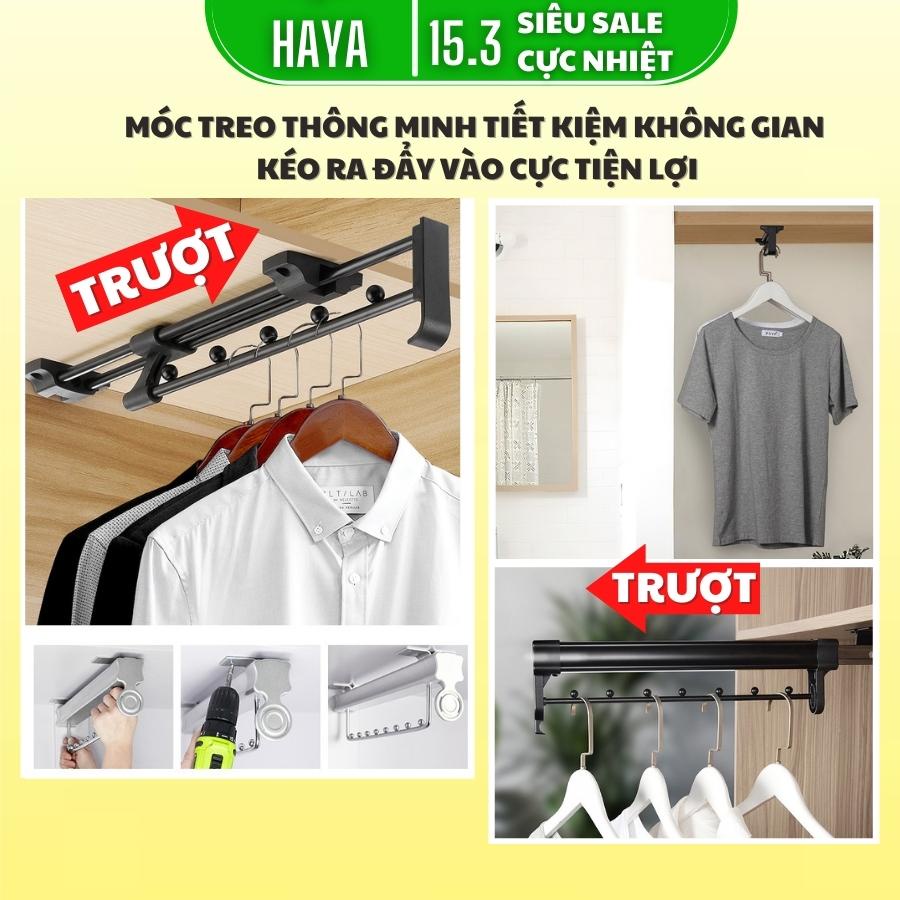 Móc Treo Quần Áo Gắn Tủ Thông Minh Thanh Treo Quần Áo Bằng Kim Loại Có Thể Kéo Ra Đẩy Vào Tiết Kiệm Diện Tích