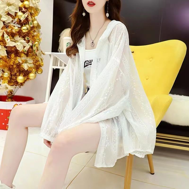 Áo Khoác Chống Nắng/Tia UV Phối Ren Thời Trang Đi Biển Mùa Hè Cho Nữ