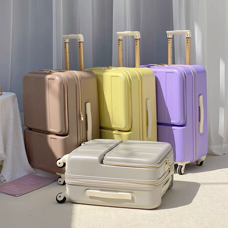 Vali cao cấp HINOTOMO xuất Nhật- size 20,24 có ngăn kéo phụ - Cáo đeo nơ ổ cắm sạc dự phòng và ngăn kéo phụ