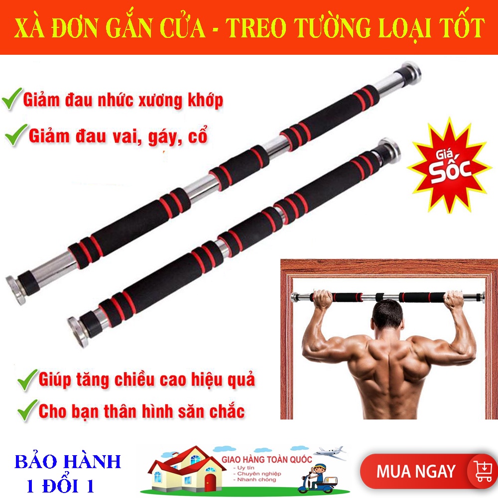 Thanh tập xà đơn treo tường gắn cửa nhiều cỡ từ 60-130cm tùy chỉnh phù hợp tập gym tại nhà tăng cơ bắp