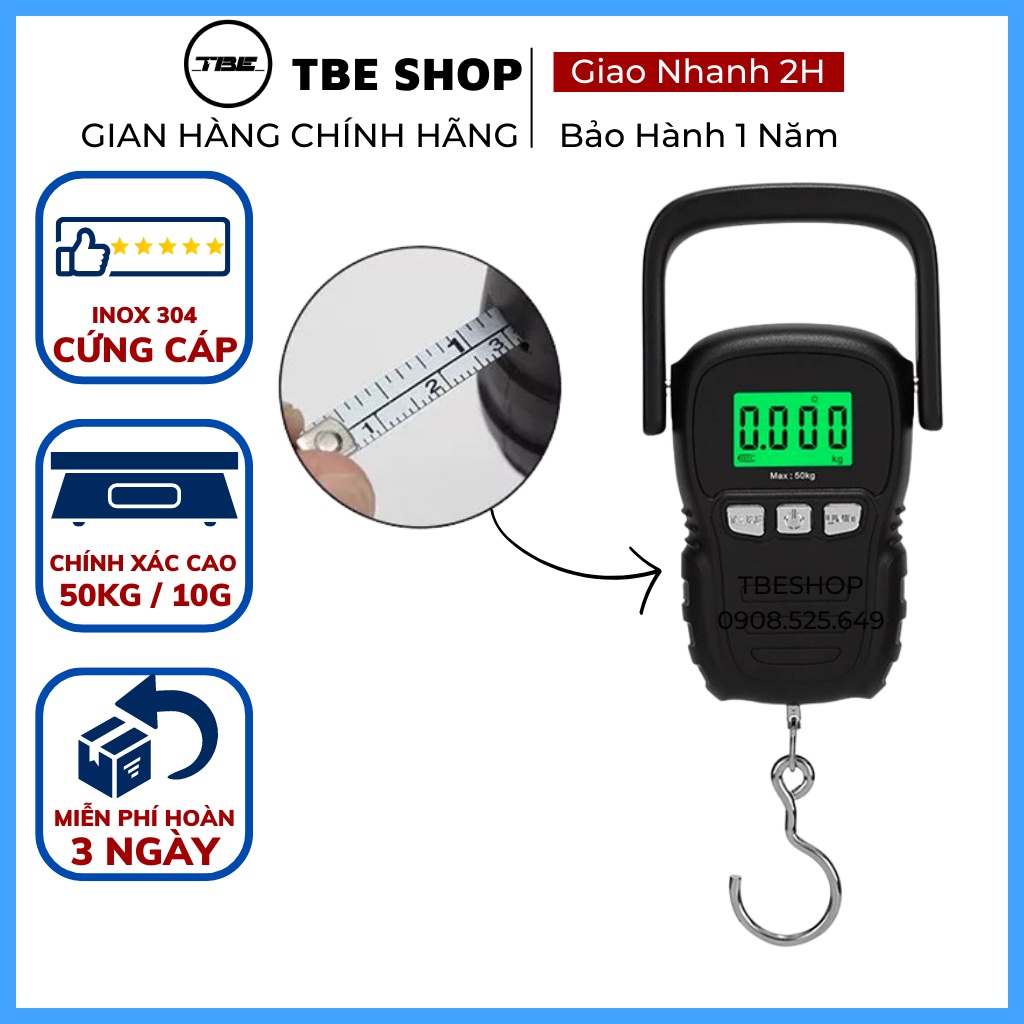 Cân Điện Tử Cầm Tay Mini 50kg WH A29 Chính Xác Cao Có Thước Dây 1m TBE Shop - Ảnh 2