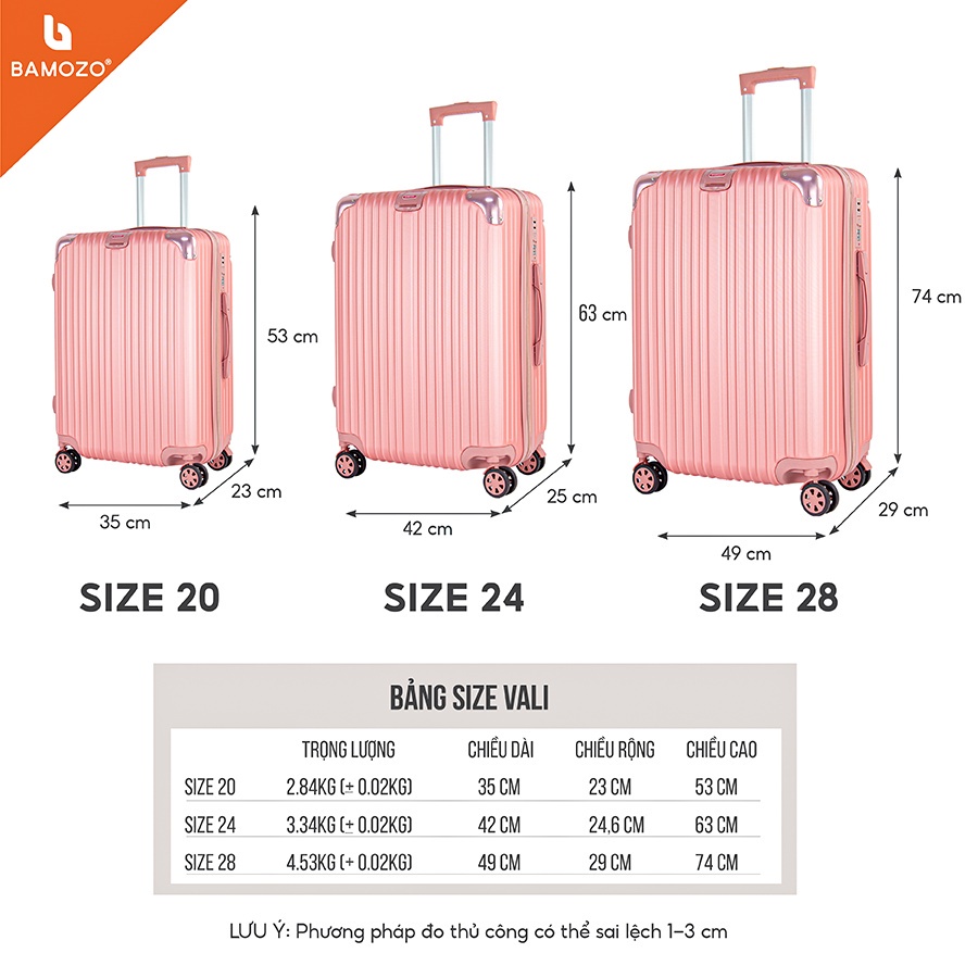 Ship Hỏa Tốc 2H Vali Bamozo 8812/8809 Chất Liệu Nhựa ABS Bền Đẹp