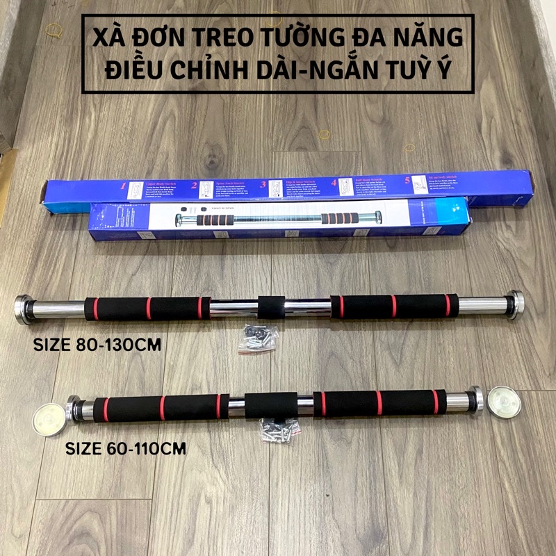 Xà đơn gắn cửa hoặc treo tường 60-100 cm,80cm-130cm