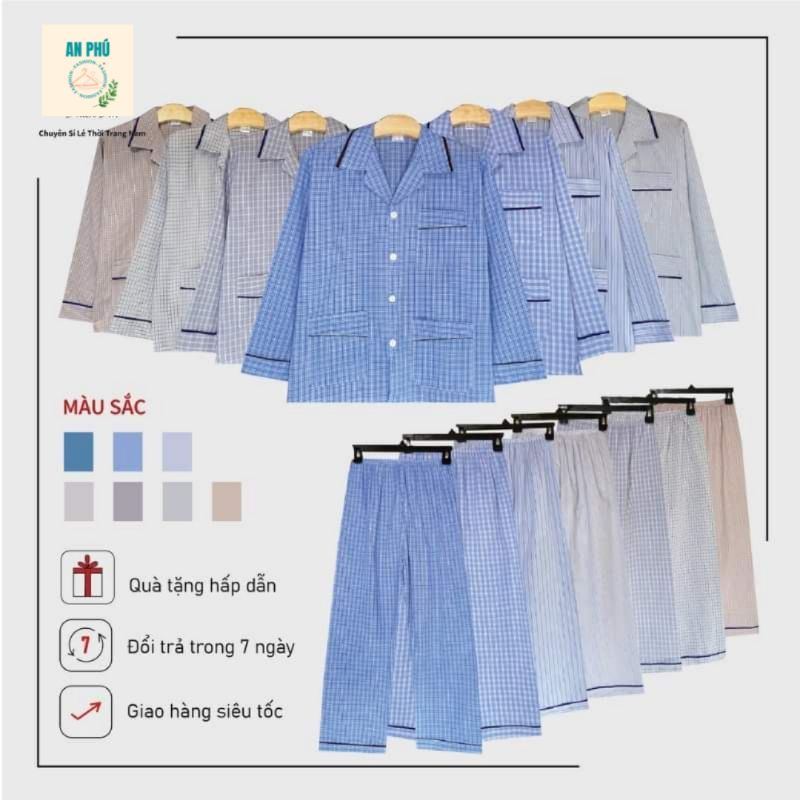 Hàng loại 1 - Bộ đồ ông già, pirama pijama nam trung niên, đồ mặc nhà, bộ ngủ đồ ngủ người lớn người già, hàng chuẩn - Ảnh 2