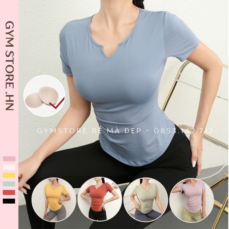 Áo Thun Ôm Body Tay Ngắn ❤????????? ??????????❤?? Thể Thao Nữ Tập Gym Yoga Thun Co Giãn Đa Chiều Mịn Mát Thoáng Khí Bền 815