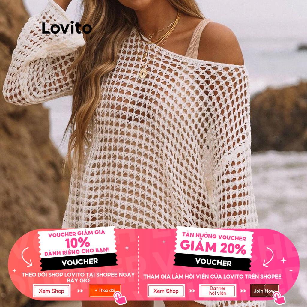 Đầm Lovito Áo Kiểu Tay Dài Hở Vai Màu Trơn Phong Cách Boho Dễ Phối Đồ L38AD038