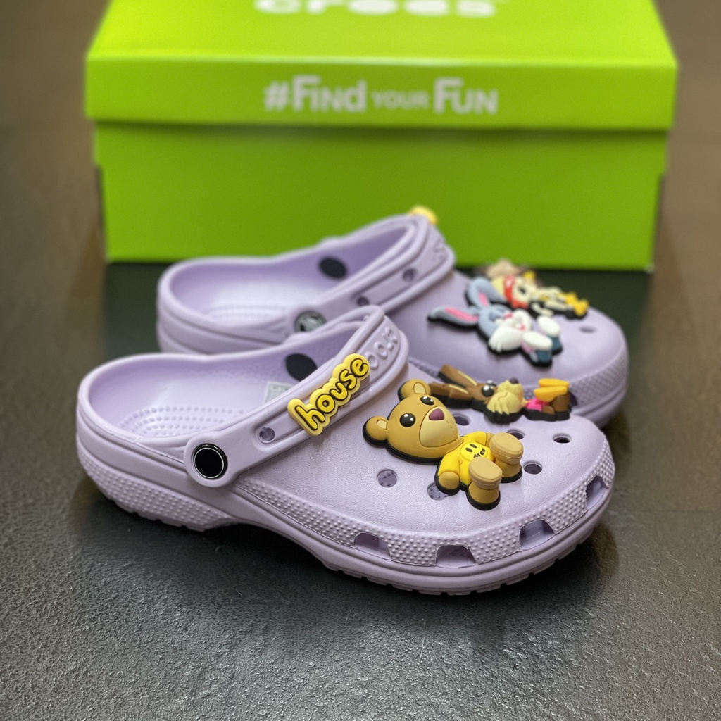 Dép Crocs Classic Clog x CREW Chính Hãng - Đế Thấp - Dòng Cổ Điên - Sấu Vui Vẻ - CC2