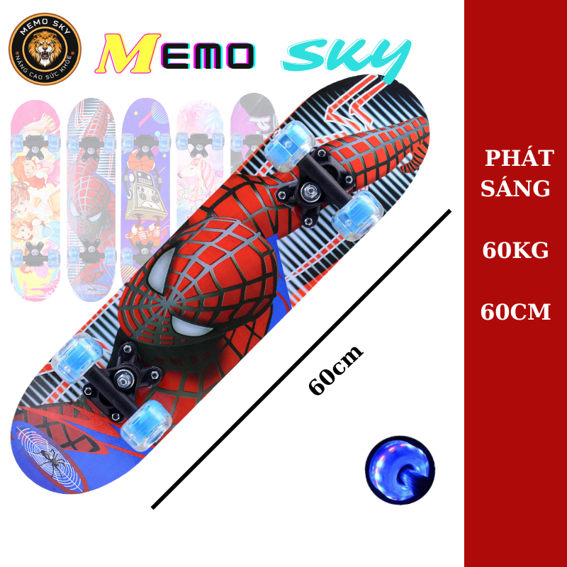 Ván trượt trẻ em gỗ phong ép 7 lớp dài 60cm ván trượt thể thao hình siêu nhân công chúa cho bé trai và bé gái