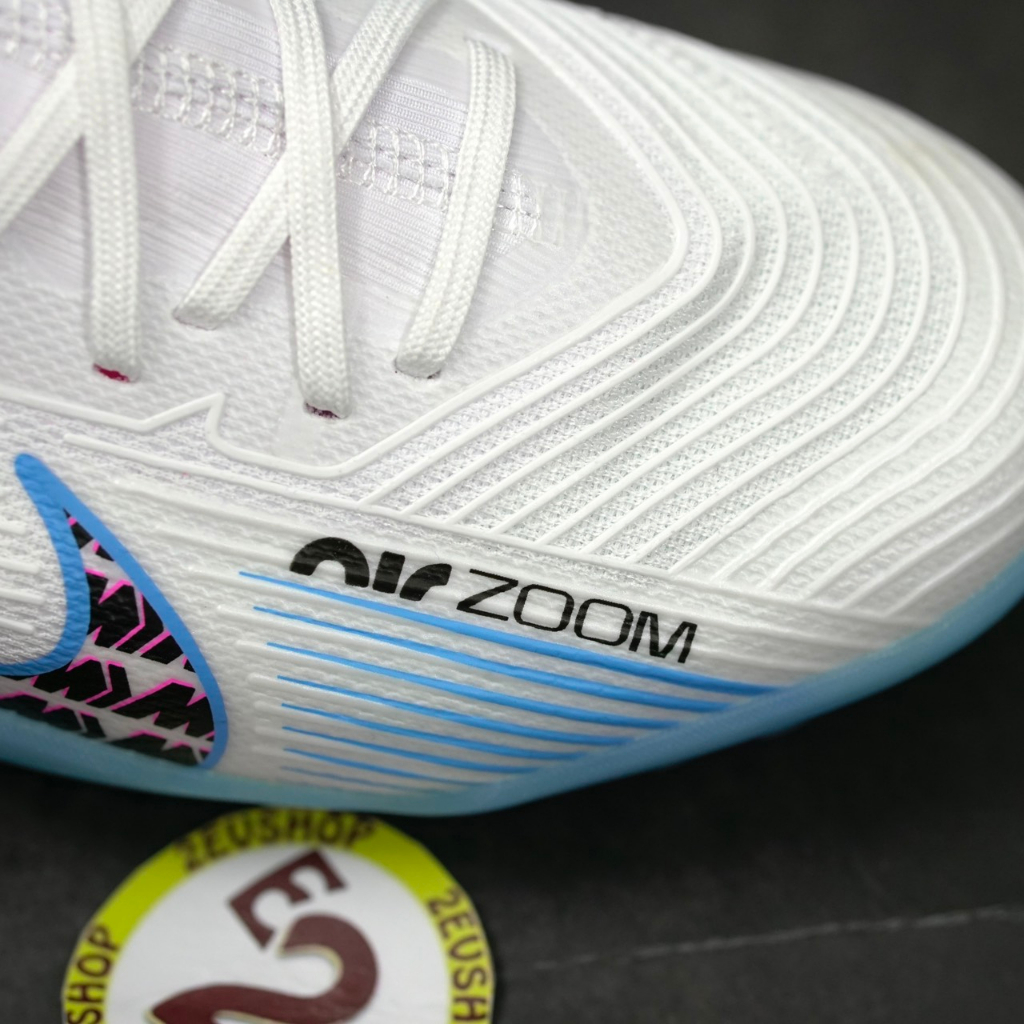 Giày đá bóng nam Air Zoom Mer Vapor 15 Pro Trắng Xanh thể thao, giày đá banh cỏ nhân tạo - 2EVSHOP
