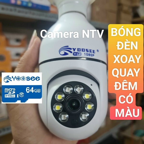 Camera ip WIFI Yoosee Bóng Đèn 8 LED thế hệ mới 3.0MP - xoay 360 độ, xem đêm có màu, mẫu mới 2026