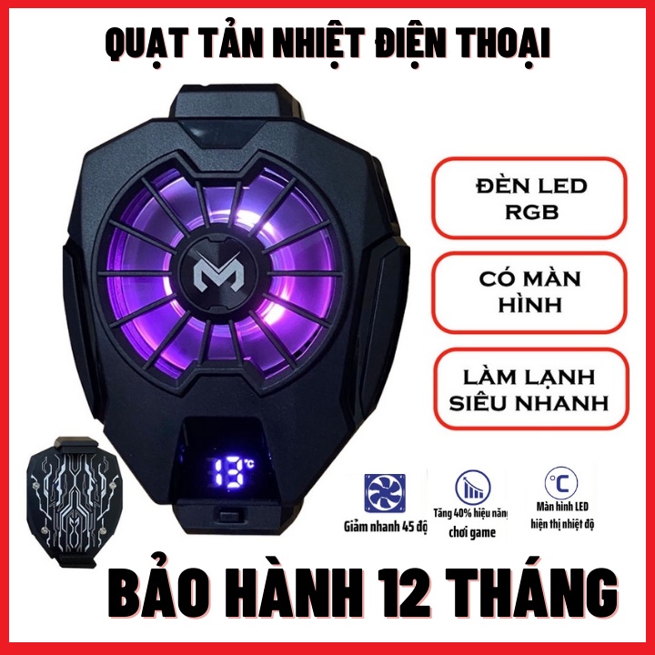 Quạt tản nhiệt gắn điện thoại sò lạnh Memo DL05 chơi game - Làm lạnh siêu nhanh - Có hiển thị nhiệt độ - Led RB