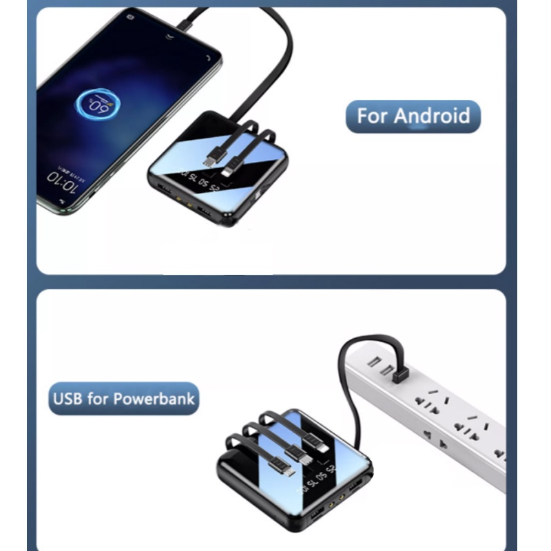 Sạc dự phòng dung lượng lớn 8000/20000MAh có đèn pin , màn hình led hiện thị phần trăm pin??Đi kèm với bốn cáp sạc