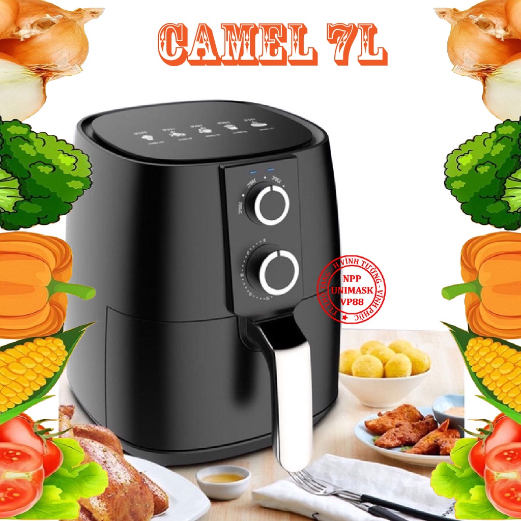 Nồi Chiên Camel 7L - Hàng Loại 1, Chính Hãng Công Ty Có Bảo Hành, Sẵn Màu Xanh - Đen