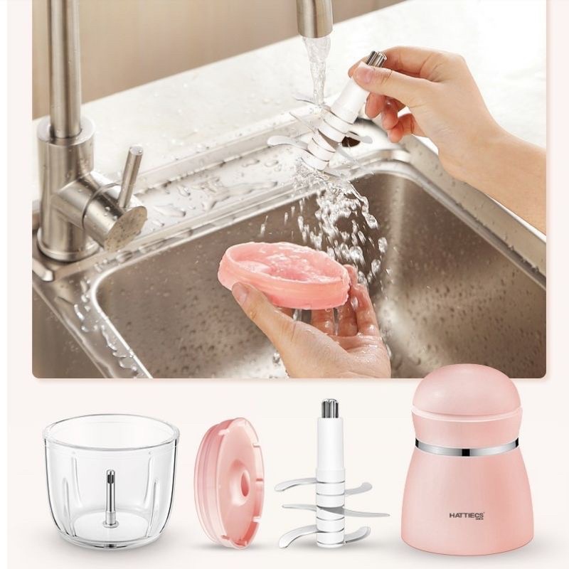 Phụ kiện máy xay Hattiecs cầm tay đa năng Cối thuỷ tinh - Dao 6 lưỡi - Nắp đậy - Cục điện... cho bé ăn dặm