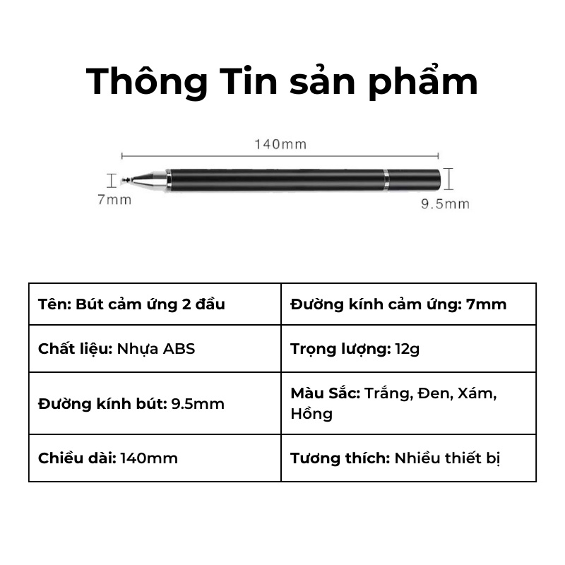Bút Cảm Ứng Đa Năng 2 Trong 1 Dùng Cho Điện Thoại/ Máy Tính Bảng/ Ipad air 8 QT