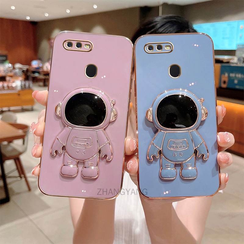 ốp lưng oppo a5s a12 a7 f9 TPU Mạ điện 3D Phi hành gia có chân đế o??p đie??n thoa?i oppo a5s a12 a7 f9