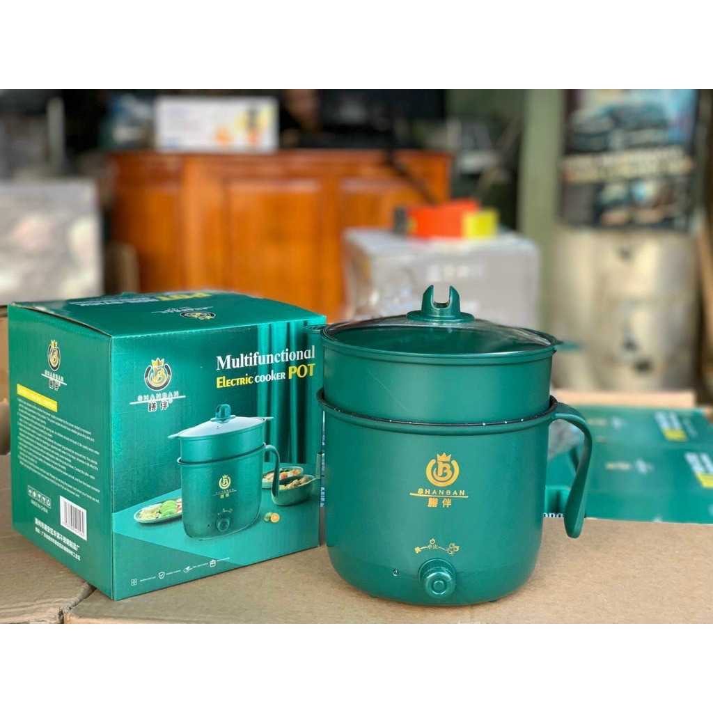 Nồi Điện Mini 2 Tầng Đa Năng Tặng Kèm Khay Hấp  cho 1-2 người