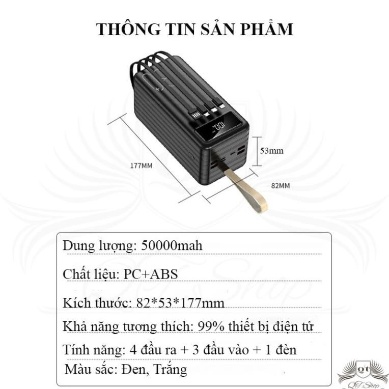 Sạc dự phòng 50000mah Sạc nhanh màn hình led dung lượng siêu lớn QT