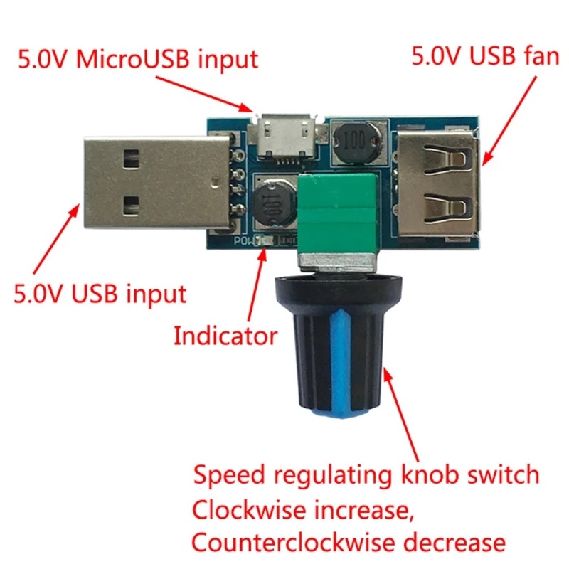 Mạch điều chỉnh tốc độ quạt gió USB Dc 4V-12V 5W