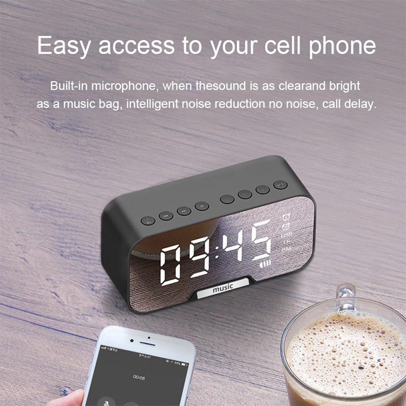 Loa bluetooth đồng hồ Q5,Loa bluetooth kiêm đồng hồ báo thức,loa mini không dây nghe nhạc làm đèn ngủ màn hình soi gương