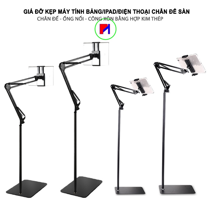 Giá đỡ kẹp ipad máy tính bảng điện thoại 4 - 12.9 inch đế nền đa năng 360 dùng livestream tiktok xem phim dạy học online