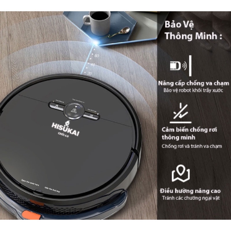 Robot Hút Bụi Cao Cấp Hisukai - Robot Lau Quét Nhà Hoàn Hảo Cảm Biến Thông Minh Bảo Hành Lỗi 1 đổi 1