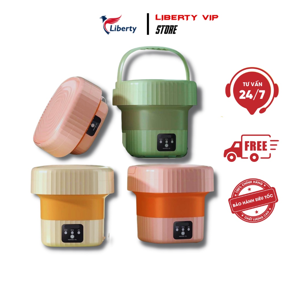 Máy giặt mini thông minh Liberty gấp gọn di động, giặt vắt quần áo giày dép, giặt tất khử khuẩn công nghệ Blue Ag