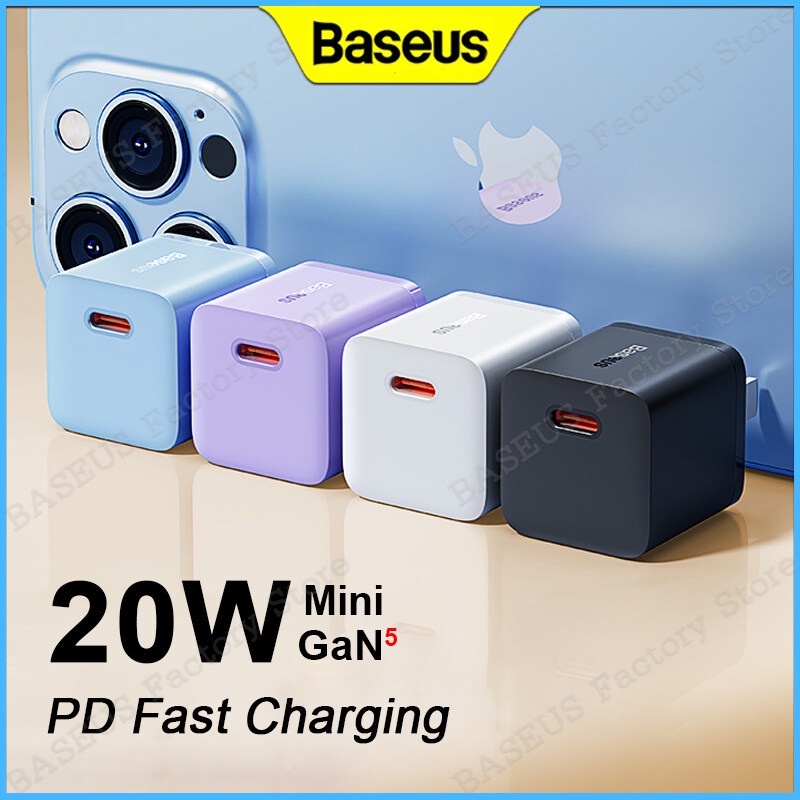 Bộ Sạc Baseus USB Ty-pe C chuẩn PD 20W/GaN5 20W Bộ Sạc Di Động USB C Hỗ Trợ Sạc Ty-pe C Sạc Nhanh
