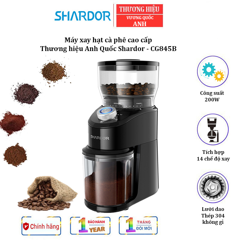 Máy xay hạt cà phê Espresso cao cấp Shardor CG845B Tích hợp 14 chế độ