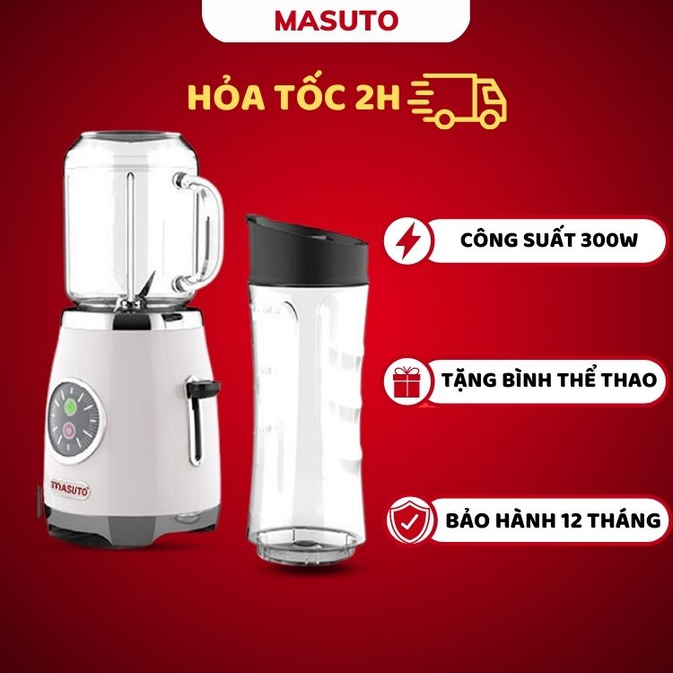 Máy xay sinh tố đa năng Masuto Blender 2 cối 0,6L say đá hạt siêu nhuyễn mịn chỉ 10s
