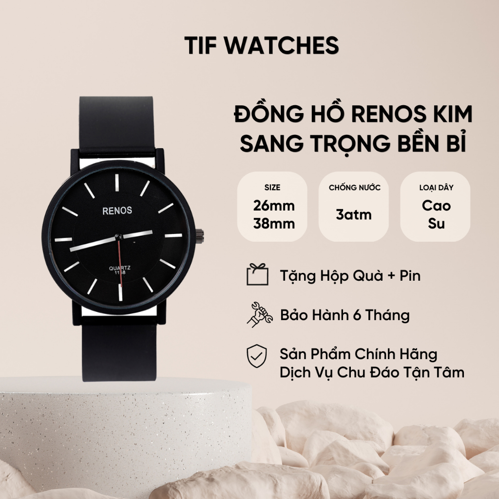 Đồng Hồ Cặp Đôi Nam Nữ RENOS KIM Tif Watches Chống Nước Hợp Tặng Quà Người Yêu