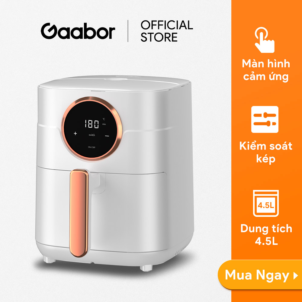Nồi chiên không dầu 4.5 lít GAABOR GA-E45A02 màu trắng công suất 1400W điều khiển cảm ứng- Hàng chính hãng